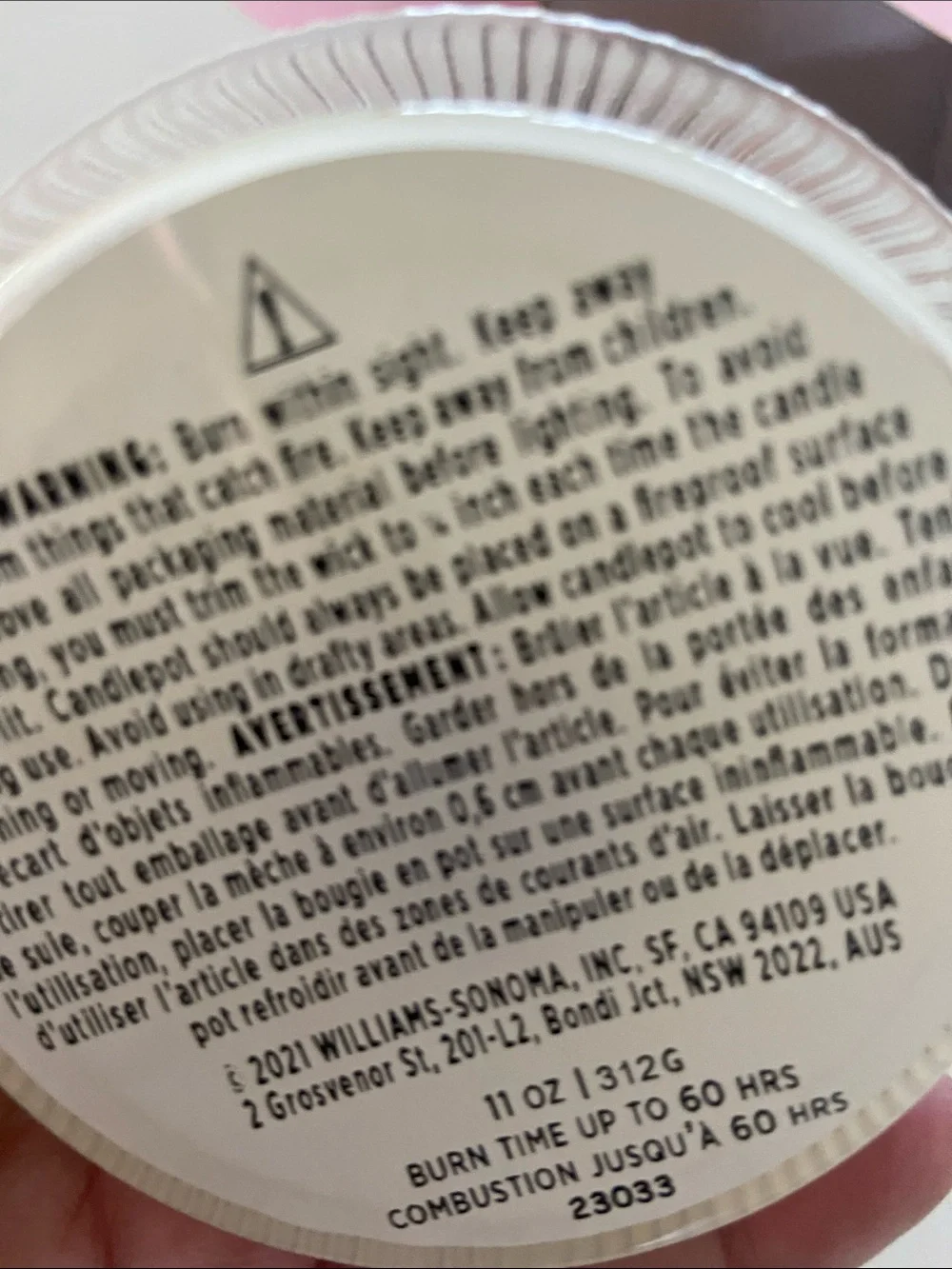 William Sonoma candle